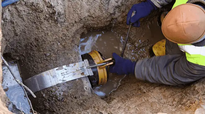 Technician performing underground drainage repair for foundation protection and gutter systems in Yonkers, NY